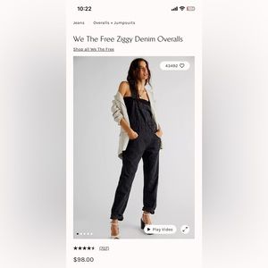 Free People We The Free Ziggy Denim Overalls, Short W26